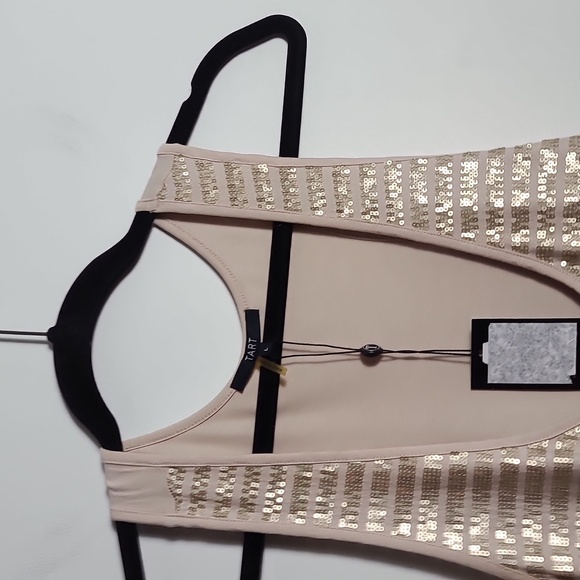 TART NWT Gold Sequin Tank Top With Cream Back Size Large - Picture 8 of 16